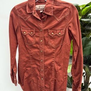 Ryan Michael Women's Rust Button Down Shirt